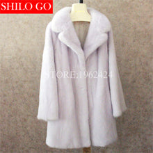 Plus size 2017 winter new fashion women high-quality wild paragraph paragraph lapel suits paragraph lavender long mink fur coat