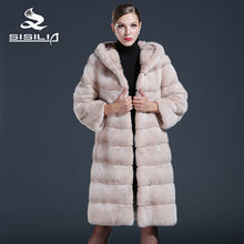 SISILIA 2016 New Style Ladies'  Mink Coats Genuine Leather Light Pink Good Quality Mink Fur Coat Women Natural Coats Of Mink Fur