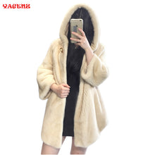 2017 Winter Women's import Mink Fur Coat Winter Women Natural mink fur coat in the long section ladies hooded  thick warm coat