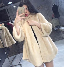 2017 Winter Women's import Mink Fur Coat Winter Women Natural mink fur coat in the long section ladies hooded  thick warm coat