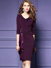 3/4 Sleeve Sequins Women's Sheath Dress