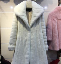 SHILO GO Fur Coat  Womens Winter Fashion whole real Mink Fur long coat laple collar big skirt dark purple pocket x-long coat