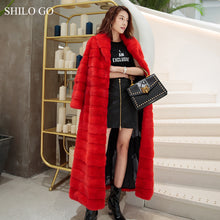 SHILO GO Fur Coat Womens Winter  Fashion whole real Mink Fur x-long coat lapel collar luxury long sleeve oversize button coat