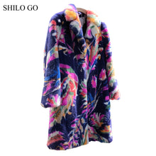 SHILO GO Fur Coat Womens Autumn Fashion whole real Mink Fur long coat laple collar color Bohemian print warm Mink Fur coat