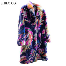 SHILO GO Fur Coat Womens Autumn Fashion whole real Mink Fur long coat laple collar color Bohemian print warm Mink Fur coat