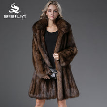 SISILIA 2016 Most Luxurious Russian Natural Sable Woman Coat Long Style Sable Fur 100% Real HandMade From Natural Fur for lady