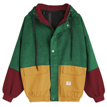 Women Long Sleeve Corduroy Patchwork Oversize Jacket Windbreaker Coat Overcoat