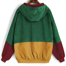 Women Long Sleeve Corduroy Patchwork Oversize Jacket Windbreaker Coat Overcoat