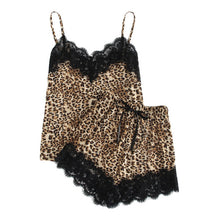 COLROVIE Eyelash Lace Insert Leopard Cami Top & Shorts PJ Set Women V-neck Sleeveless Pajamas 2018 Spring Sexy Nightwear