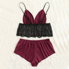 SHEIN Contrast Lace Hem Satin Cami Top And Shorts Pajamas Set 2018 Summer New Women Spaghetti Strap Sleeveless Sexy Nightwear