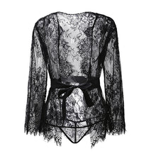 2018 Summer Sexy Women Nightwear Sleepshirts Lace Crochet Outwear Tops Fashion O Neck Long Sleeve Solid Nightgowns