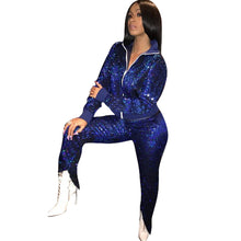 Blue Stand Long Sleeve Women's 2 Piece Clothes