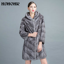 HDHOHR 2018 New Natural Mink Fur Coats Of Women Warm Solid Long Genuine Fur Parkas Thick  Winter Real Mink jackets Female