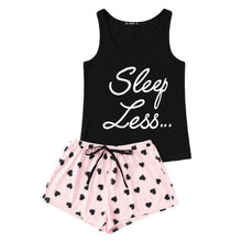 SHEIN Letter Print Top & Drawstring Waist Shorts Pajama Set Women Sleeveless Drawstring Preppy Nightwear 2018 Casual Sleepwear