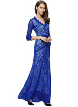 Floral Lace 2/3 Sleeves Long Bridesmaid Party Maxi Dress