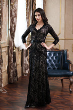 Floral Lace 2/3 Sleeves Long Bridesmaid Party Maxi Dress