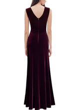 Sexy V Neck Pleuche Ruffles Formal Party Maxi Dress
