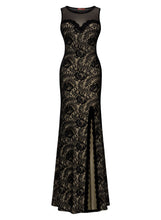 Black Lace Split Side Evening Formal Dress