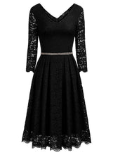 Sexy V-Neck Flare Lace Wedding Party Dress