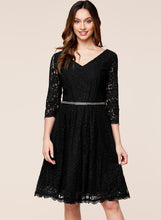 Sexy V-Neck Flare Lace Wedding Party Dress