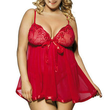 Women Sleepwear 2018 Sexy Babydoll Lace 2 Pieces Nightgown Deep V Neck Sexy Lingerie Sleep Dress G-String Sets Plus Size