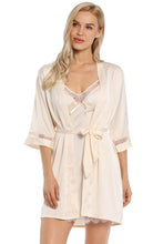 BellisMira Women's Long Satin Robe Bridal Kimono Lace Pajamas Sleepwear Robe ONLY Size up
