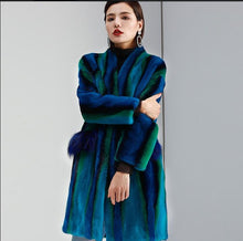 Color Mink fur coat women winter jacket fashion Goose down full pelt coat nine quarter long outwear ER88