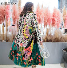 SHILO GO Fur Coat Womens Winter  Fashion whole real Mink Fur long coat lapel collar luxury  leopard  tropical rainforest coat