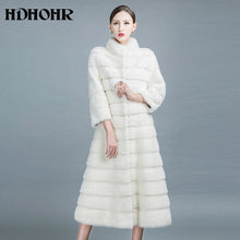 HDHOHR 2017 New Winter Natural Min Fur Coats Long With Skirt Women Real White Mink Coats Fashion Slim Warm Fur Jackets Feamle