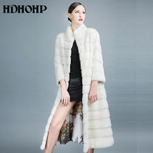HDHOHR 2017 New Winter Natural Min Fur Coats Long With Skirt Women Real White Mink Coats Fashion Slim Warm Fur Jackets Feamle