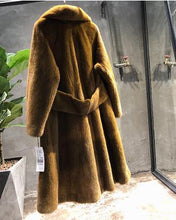 SHILO GO Fur Coat Womens Winter  Fashion whole real Mink Fur long coat laple collar concise loose pocket concise loose coat