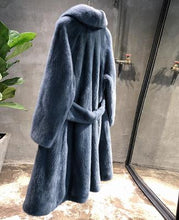SHILO GO Fur Coat Womens Winter  Fashion whole real Mink Fur long coat laple collar concise loose pocket concise loose coat