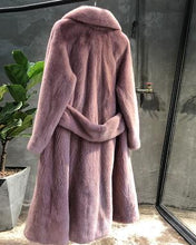 SHILO GO Fur Coat Womens Winter  Fashion whole real Mink Fur long coat laple collar concise loose pocket concise loose coat
