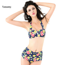 Lunamy Bikinis Set Women 2018 Sexy Push Up Swimwear Print Swimsuit Female High Waist Bathing Suit Vintage Summer Beachwear