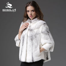 SISILIA 2016  New Arrival Women's Cross Mink Fur Coat Natural Fur Jacket sable fur coat vrai fourrure vison tricotado